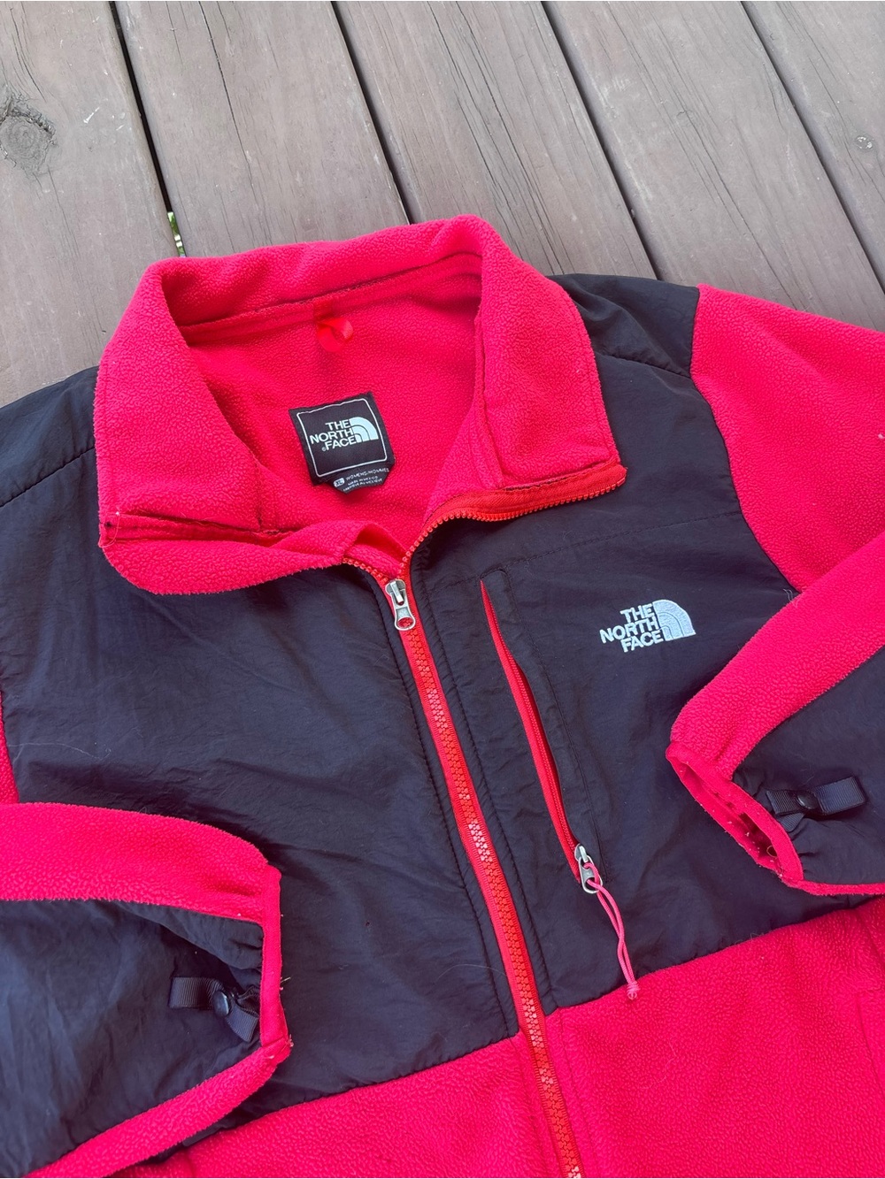 North Face Denali Fleece Jacket Womens XL Red Black
